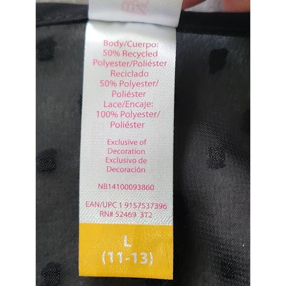 No Boundaries Beach Tie Front Kaftan Shirt Black Swiss Dot Large - Picture 6 of 6